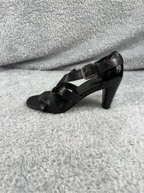 Cole Haan Women's Heels Strappy Sandals Black Leather And Patent Leather 8.5 B